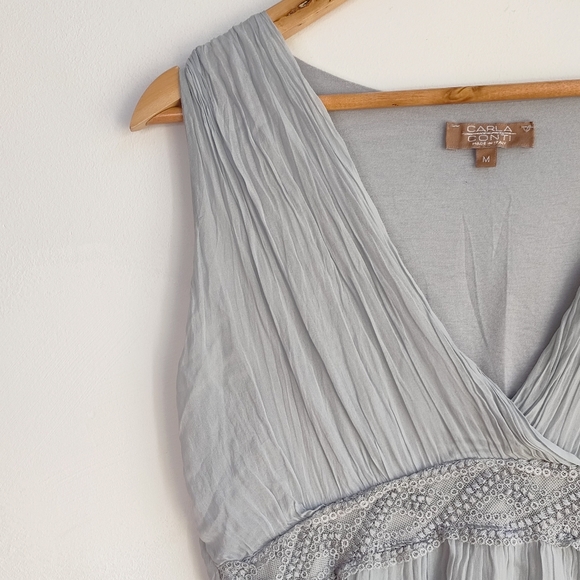 Carla Conti Grey Silk V Neck Sleeveless Top Size M - Picture 2 of 7